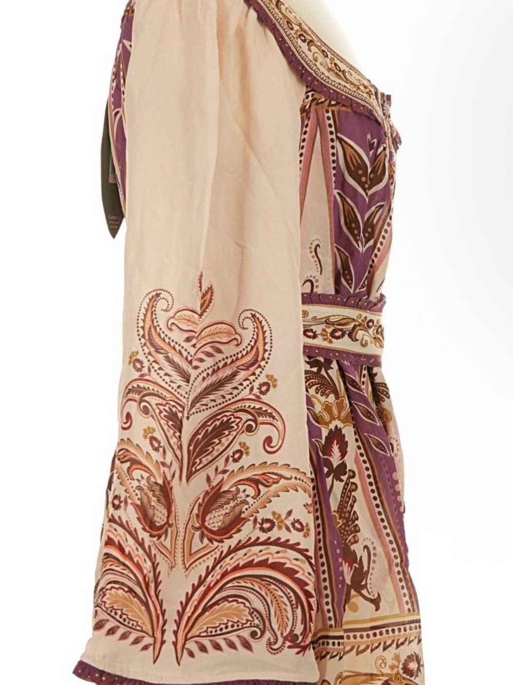 FARM Rio Mauve and Cream Embroidered Mini Dress - Picture 3 of 6